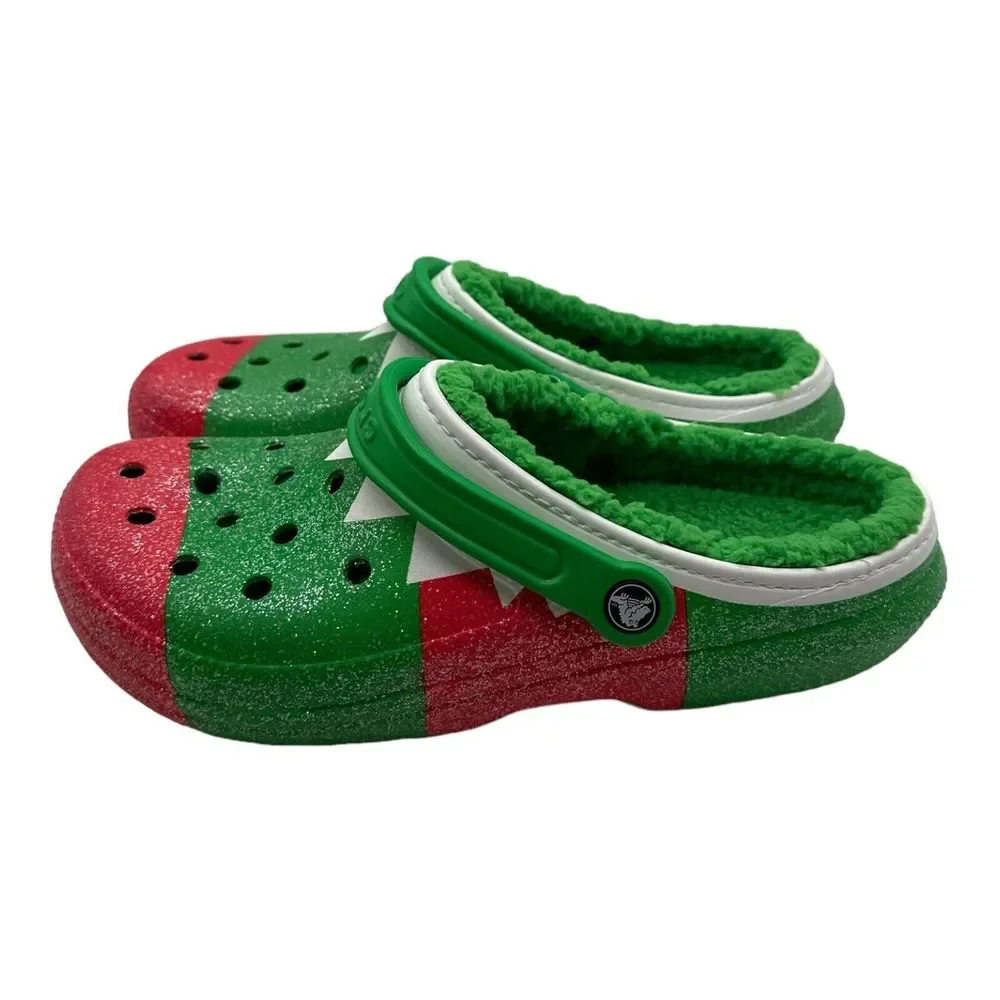 NWT Crocs Classic Lined Holiday Christmas Elf Fur Lined‎ Clogs Shoes Size M 13